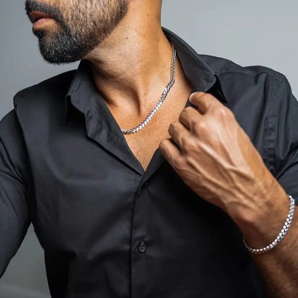 Men's Titanium Steel 5MM Cuban Link Chain Bracelet and Necklace Set - SALE! Carousel 2