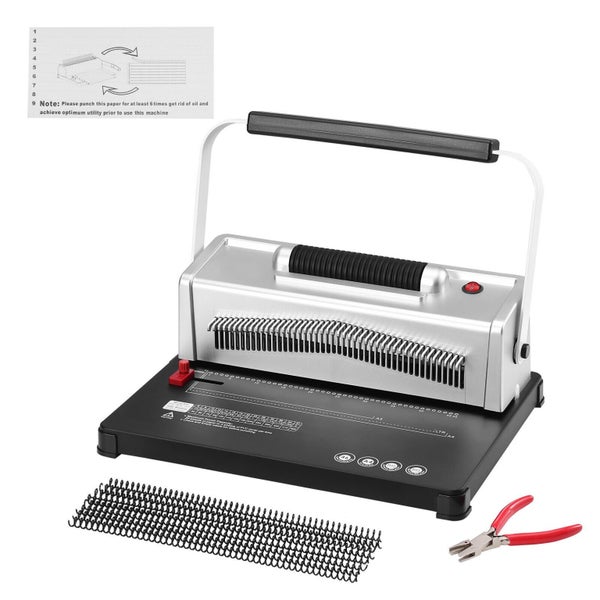 New Coil Spiral Binding Machine Book Maker Electric 46-Hole 100 Binding Spines Carousel 1