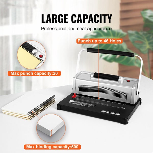 New Coil Spiral Binding Machine Book Maker Electric 46-Hole 100 Binding Spines Carousel 2