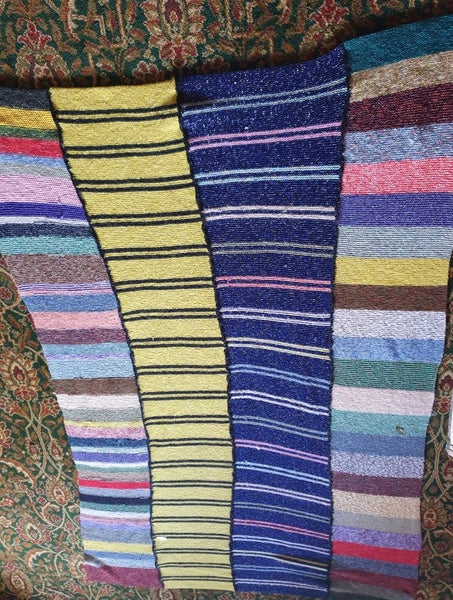 Vintage Hand Knitted Wool Blanket Carousel 1
