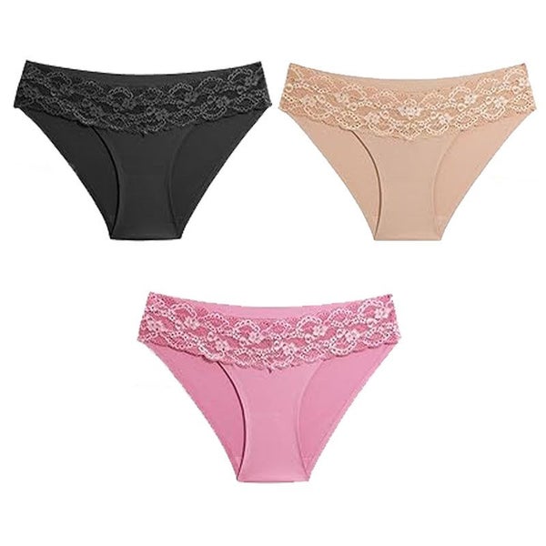 Women Sexy Lace High Cut Hipster Underwear - 3 Pack Carousel 1