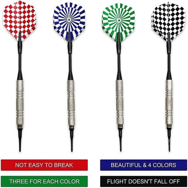 Plastic Tip 12 Soft Tip Darts And 100 Spare Tips Electronic Safety Darts 14g Carousel 2