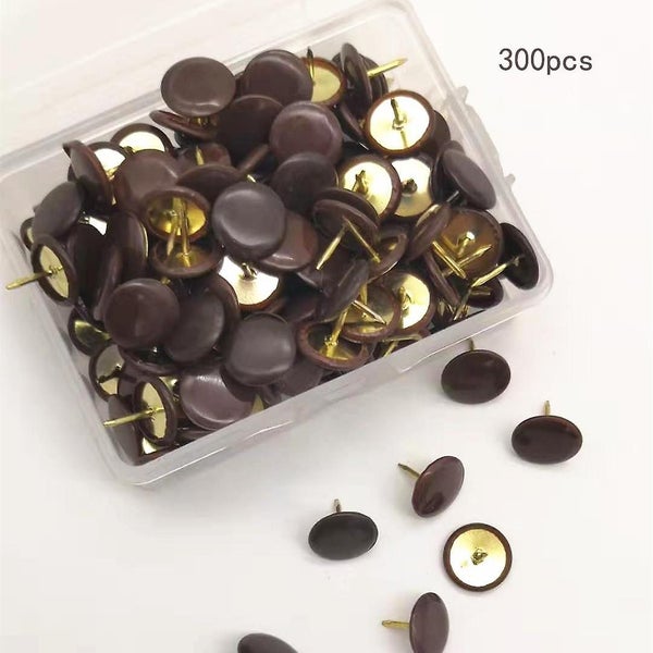 300 Pieces Brown Plastic Coated Pushpins Flat Head Pushpins Cork Board Office Carousel 1