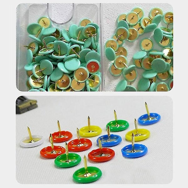 300 Pieces Brown Plastic Coated Pushpins Flat Head Pushpins Cork Board Office Carousel 2