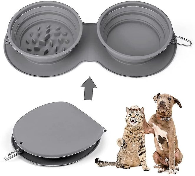 Foldable Dog Bowl Folding Pet Bowl Height Adjustable Feeding Bowl With Lid And Carousel 1