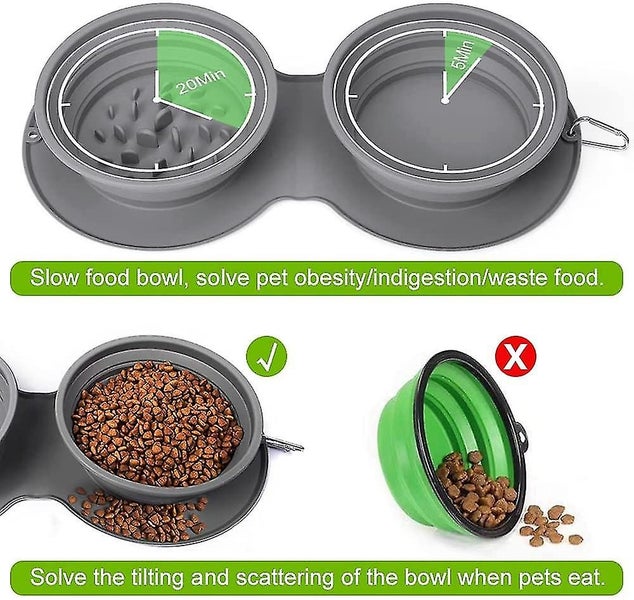 Foldable Dog Bowl Folding Pet Bowl Height Adjustable Feeding Bowl With Lid And Carousel 5