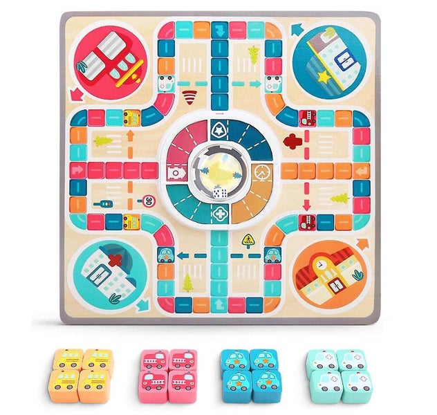 Ludo Travel Board Game Set Portable Classic Strategy Game Set Auto City Ludo Carousel 1