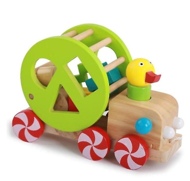 Early Childhood Education Toys Duckling Wooden Car Infant Early Education Carousel 1