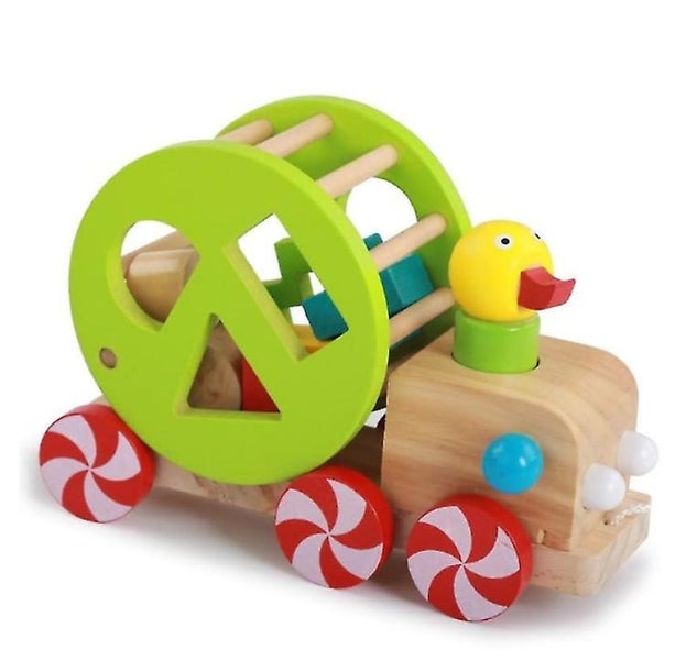 Early Childhood Education Toys Duckling Wooden Car Infant Early Education Carousel 2