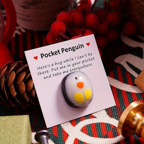 Pocket Penguin Hug Cute Glass Animal Decoration Pocket Penguin Hug With Encour Carousel 2