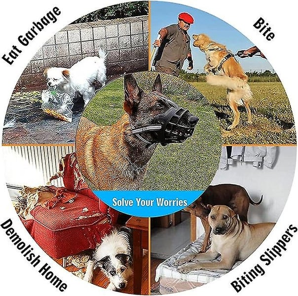 Plastic Adjustable Dog Mouth m Reflective Black Soft Rubber Safety Basket Carousel 5