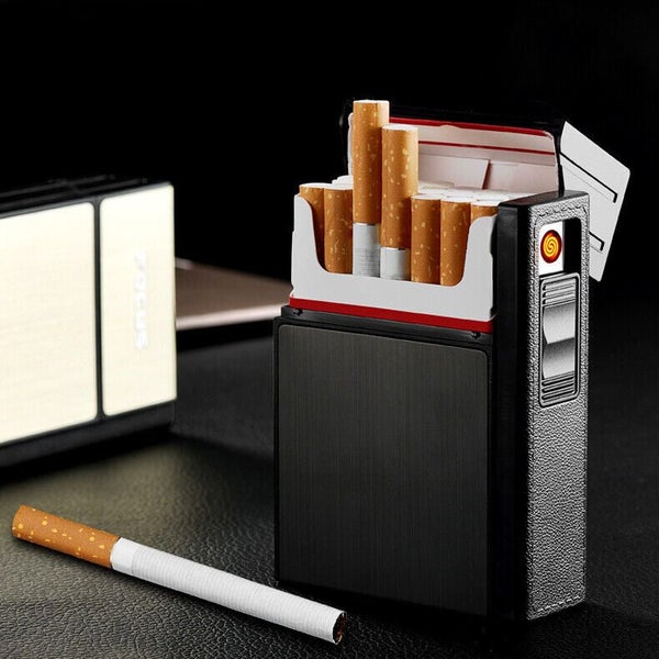 Cigarette Case Smoke Tobacco Box Plastic Holder w/Electric Lighter Carousel 1