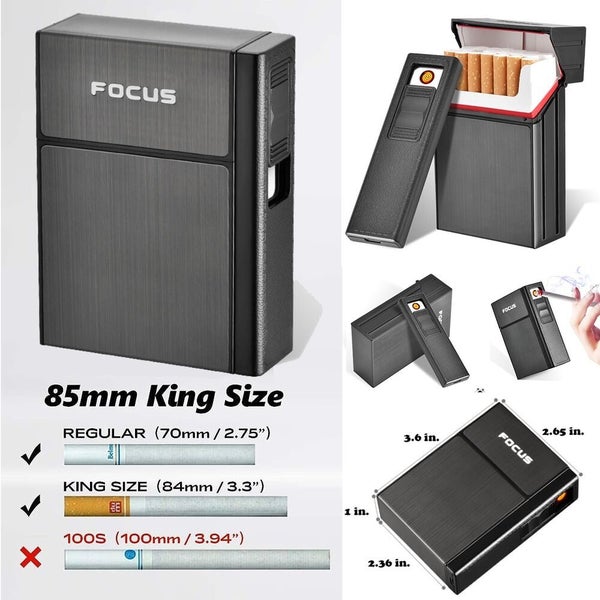 Cigarette Case Smoke Tobacco Box Plastic Holder w/Electric Lighter Carousel 13