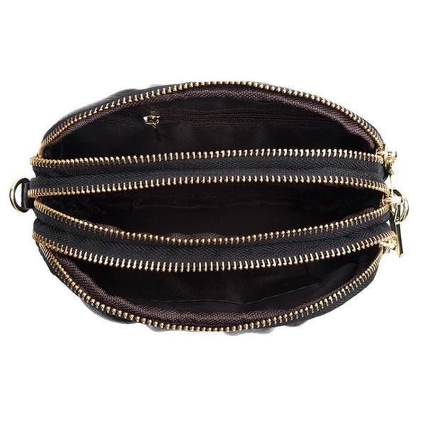 Genuine Leather 3 zipper Shoulder Bag Carousel 2