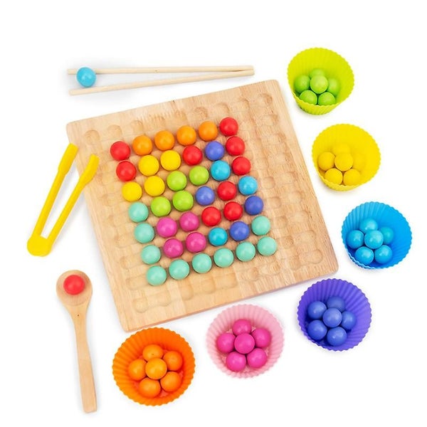 Children's Educational Early Education Wooden Fun Rainbow Clip Beads Focus On Carousel 1