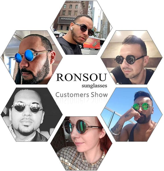 Round Sunglasses Steampunk Style Round Vintage Polarized Sunglasses Retro Eyewea Carousel 3