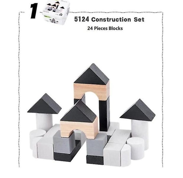 Portable Children's Building Block Game Wooden Educational Early Education Toy Carousel 4