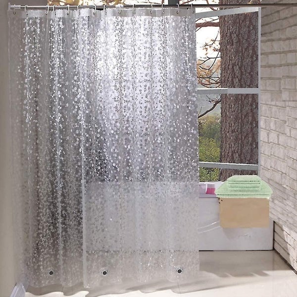 Semi-sheer Waterproof Mildew Resistant Eva Shower Curtain With Magnets At Bottom Carousel 1