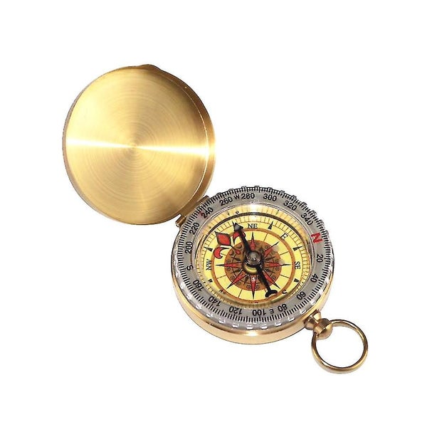2pcs Outdoor Compass Pocket Classic Compass Vintage Style Copper Flip Compass Carousel 1