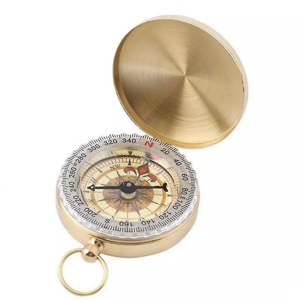 2pcs Outdoor Compass Pocket Classic Compass Vintage Style Copper Flip Compass Carousel 5