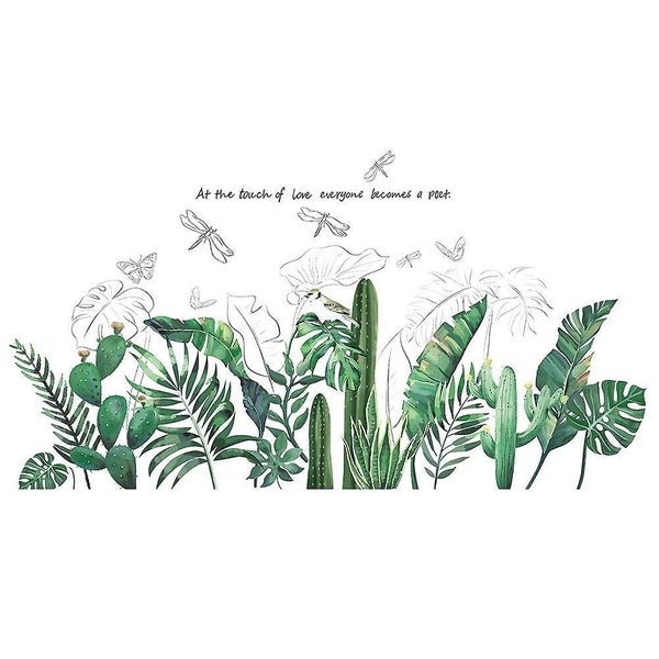 Plant Green Leaf Wall Stickers - Removable Self-adhesive Decor For Living Room A Carousel 1