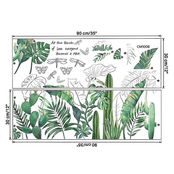 Plant Green Leaf Wall Stickers - Removable Self-adhesive Decor For Living Room A Carousel 2