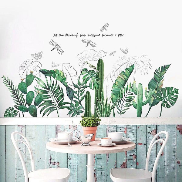 Plant Green Leaf Wall Stickers - Removable Self-adhesive Decor For Living Room A Carousel 5
