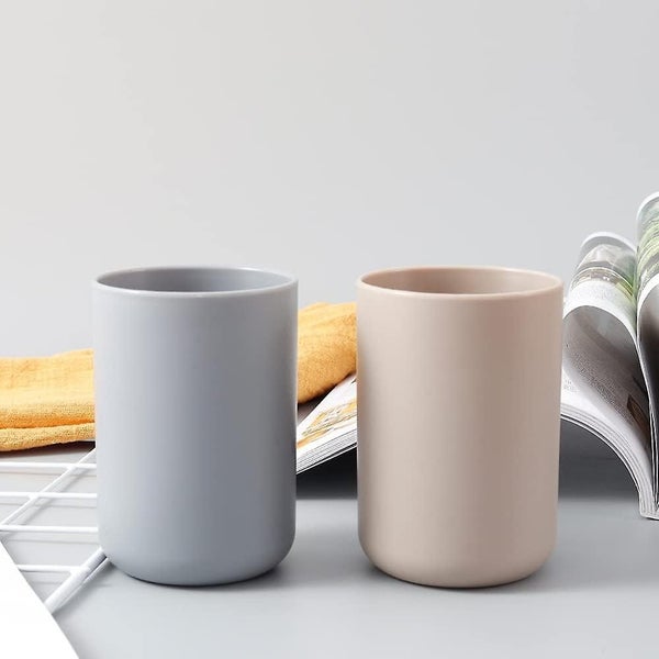 2 Pieces Tooth Tumblers Bathroom Toothbrush Holder Mug Plastic Cup 300ml b Carousel 5