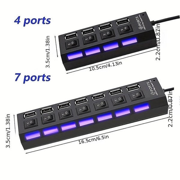 7 Ports 4 Ports Led Usb 2.0 Adapter Splitter Hub Power On Off Switch For P Carousel 2