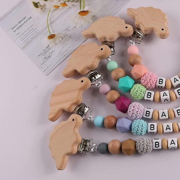 Pacifier Chain Pacifier Clip With Baby Girl's Personalized Name. Silicone Bead Carousel 5