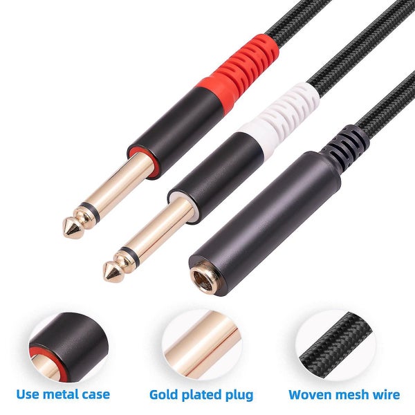 Adapter Cable 0.3m 6.35mm 1 4 Inch Stereo Trs Female To Dual 6.35mm Mono Ts Carousel 5