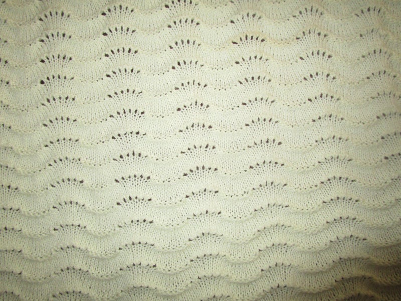 Soft Pale Lemon feather and fans baby shawl/blanket ** Carousel 2