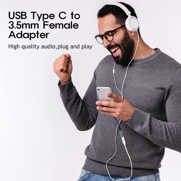 Usb C To 3.5mm Headphone Jack Adapter, Type C To Aux Audio Dongle Cable Cord Hi- Carousel 2