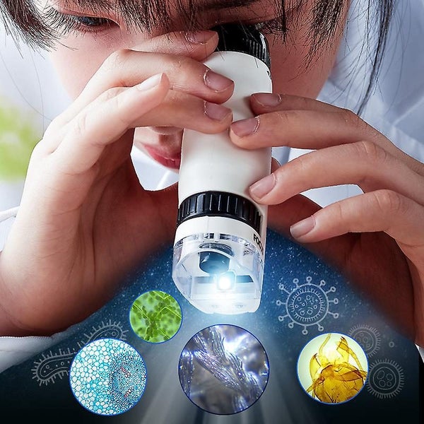 Handheld Microscope 60-120x Pocket Microscope For Children Led Light Portable Carousel 5