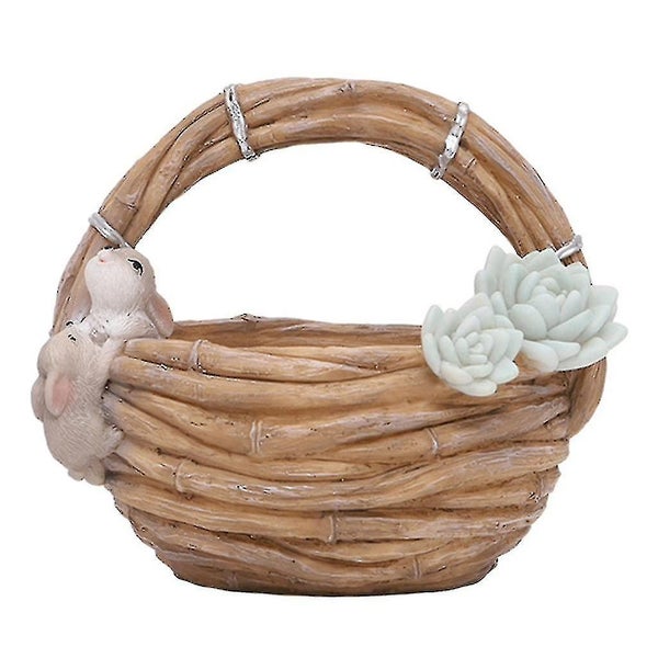 Succulent Planter Simulation Bamboo Basket Flowerpot Plant Pot Resin Vase Contai Carousel 1