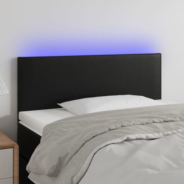 King Single Size Led Headboard Black 100x5x78/88 Cm Faux Leather Toxoaol Carousel 1