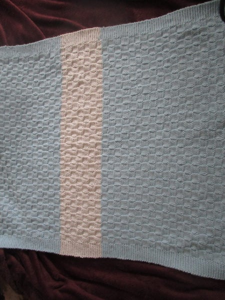 Baby Blue and White Basket Weave baby shawl/blanket 4 ply** Carousel 1