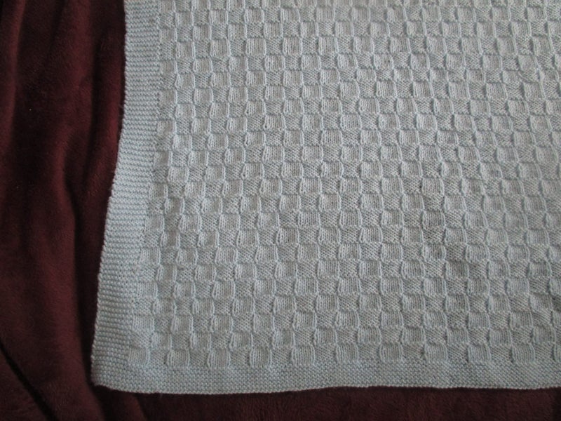 Baby Blue and White Basket Weave baby shawl/blanket 4 ply** Carousel 2