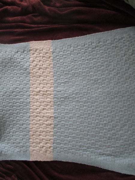 Baby Blue and White Basket Weave baby shawl/blanket 4 ply** Carousel 3