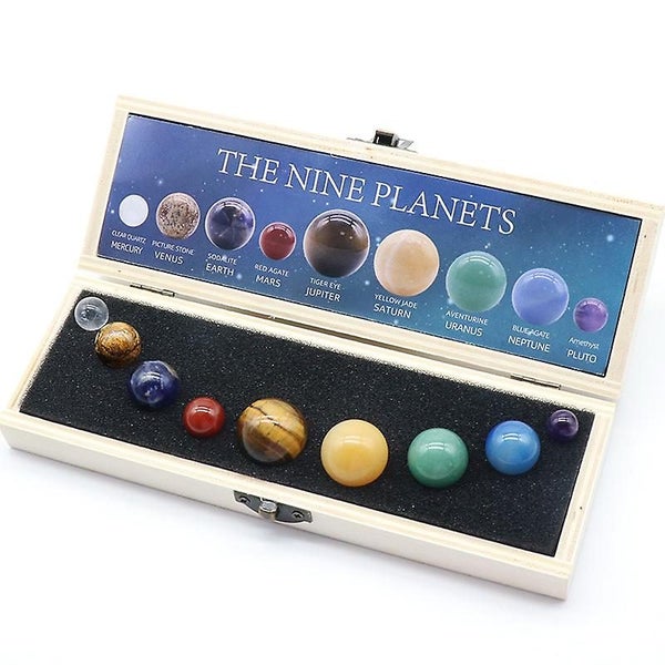 Nine Planets Natural Crystal Ball Solar System Rock Quartz Stones Beads Healin Carousel 1