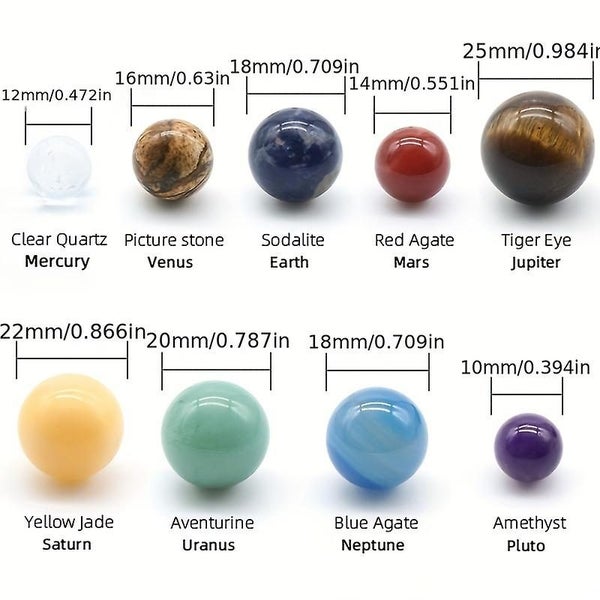 Nine Planets Natural Crystal Ball Solar System Rock Quartz Stones Beads Healin Carousel 2