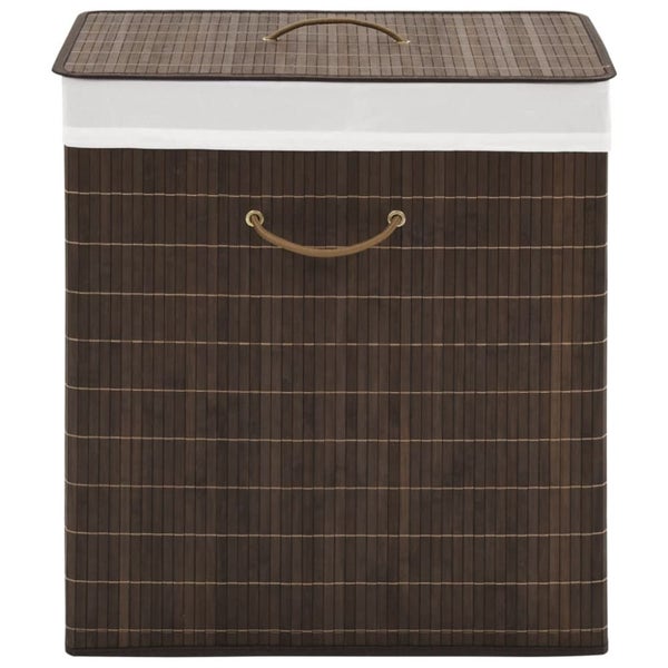 Bamboo Laundry Bin Rectangular Dark Brown Xaxixl Carousel 1