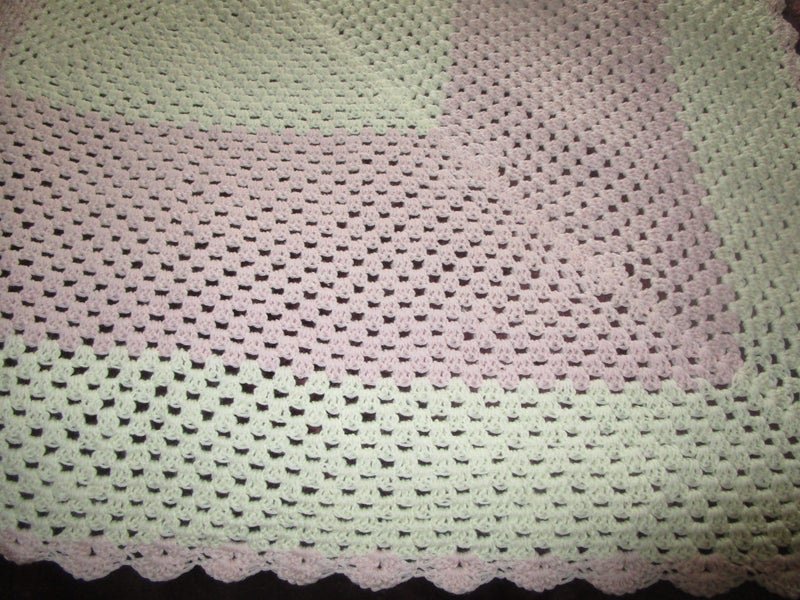 Delicate Baby Pink and soft cream Crocheted baby shawl/blanket** Carousel 2