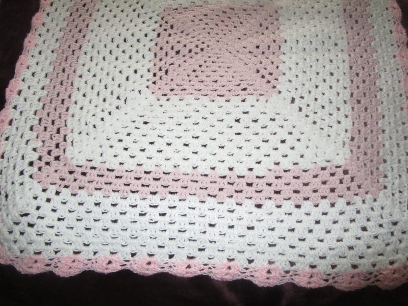 Baby Pink and white Crocheted baby car capsule blanket/cuddly **(SPECIAL) Carousel 1