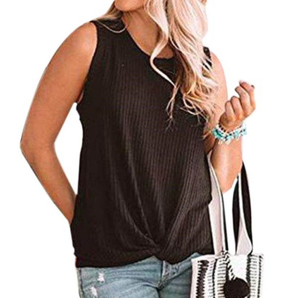 Womens Casual Twist knot Waffle Top Carousel 2