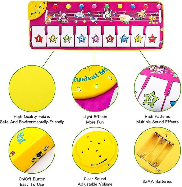 Music Mat Car Pet Piano Mat Touch Play Keyboard Mat For Baby Toddler Funny Gif Carousel 2