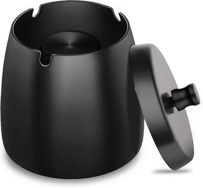 Ashtray Stainless Steel With Lid Heavy Ashtray Storm Wind Non-slip Base For Outd Carousel 1