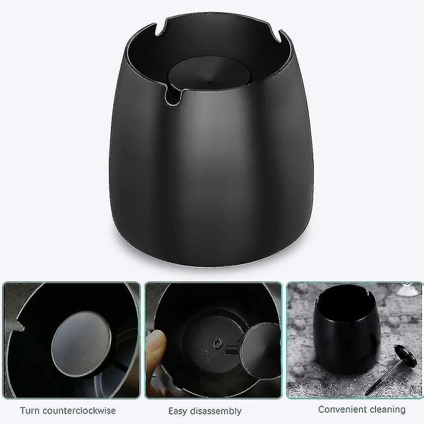 Ashtray Stainless Steel With Lid Heavy Ashtray Storm Wind Non-slip Base For Outd Carousel 5