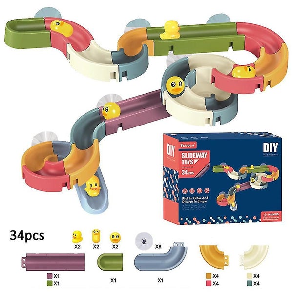 Toddler Duck Slide Bath Toys Wall Track Diy Building Set Kit Funny Toy Kids Bi Carousel 1