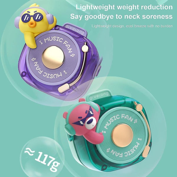 Hanging Neck Fan Animal Lanyard Fan 3 Speeds Adjustable Bladeless Quiet Fan Fo Carousel 2